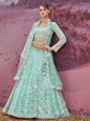 Load image into Gallery viewer, Sea Green Organza Sequins embroidery Semi-Stitched Lehenga choli &amp; Dupatta ClothsVilla
