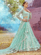 Load image into Gallery viewer, Sea Green Organza Sequins embroidery Semi-Stitched Lehenga choli &amp; Dupatta ClothsVilla