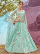 Load image into Gallery viewer, Sea Green Organza Sequins embroidery Semi-Stitched Lehenga choli &amp; Dupatta ClothsVilla