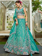 Load image into Gallery viewer, Sea Green Premium Tissue Fabric Semi-Stitched Lehenga Set with Sequins, Coding &amp; Thread Embroidery Work ClothsVilla