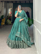 Load image into Gallery viewer, Sea Green Pure Chanderi Lehenga Choli Set with Zari Border &amp; Sequin Dupatta ClothsVilla