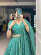 Load image into Gallery viewer, Sea Green Pure Chanderi Lehenga Choli Set with Zari Border &amp; Sequin Dupatta ClothsVilla