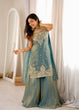Load image into Gallery viewer, Sea Green Silk Embroidered Sharara Set ClothsVilla