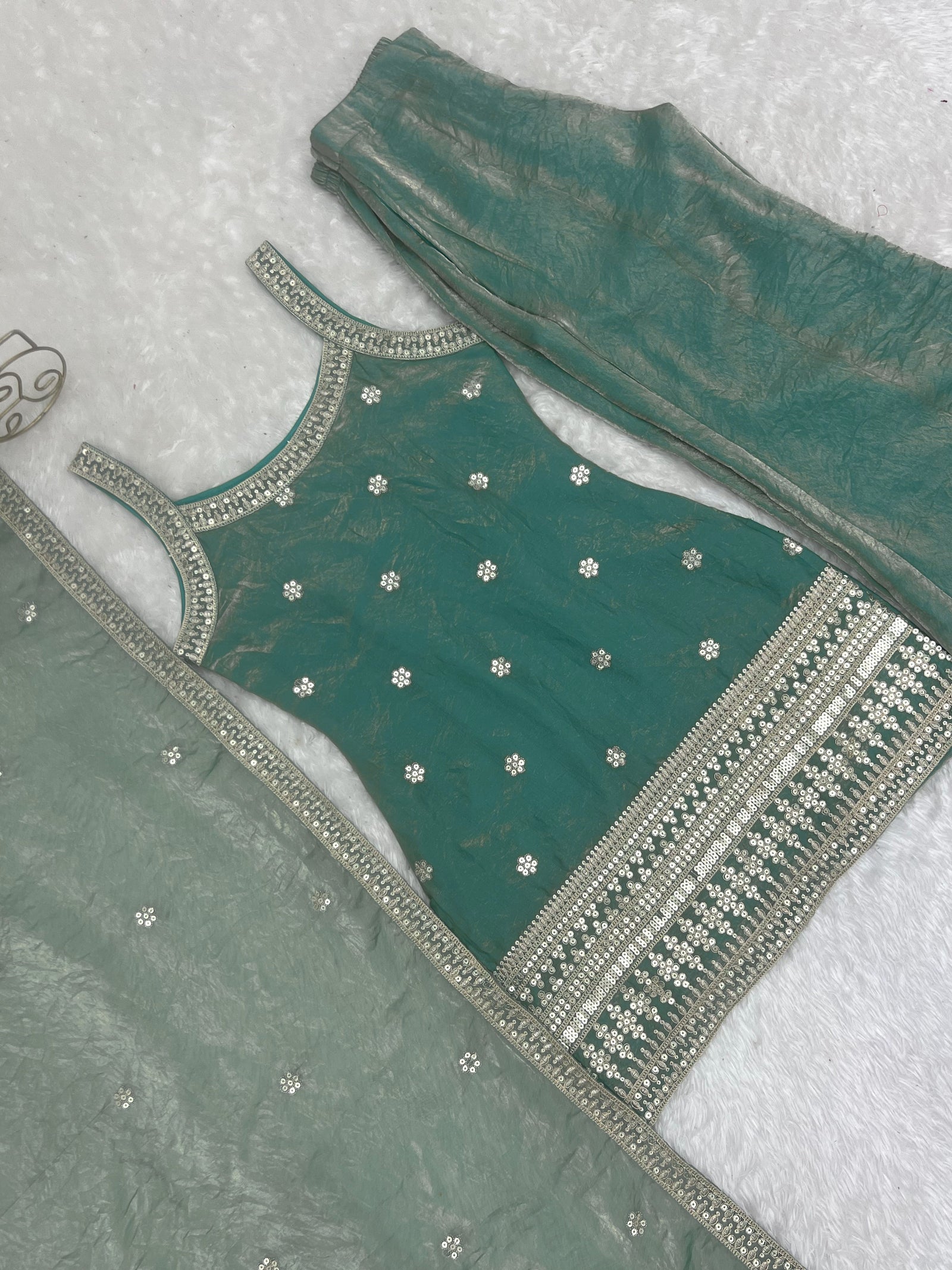 Sea Green Silk Kurta Set with Dupatta ClothsVilla