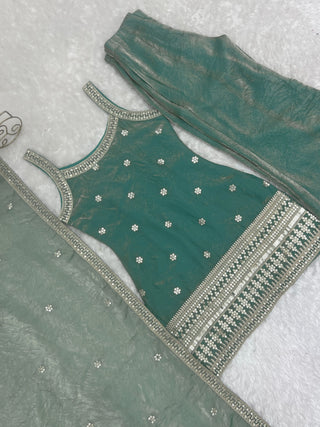 Sea Green Silk Kurta Set with Dupatta ClothsVilla