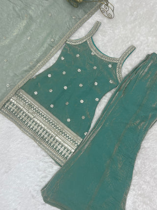 Sea Green Silk Kurta Set with Dupatta ClothsVilla