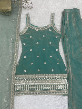 Sea Green Silk Kurta Set with Dupatta ClothsVilla