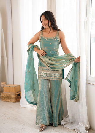 Sea Green Silk Kurta Set with Dupatta ClothsVilla