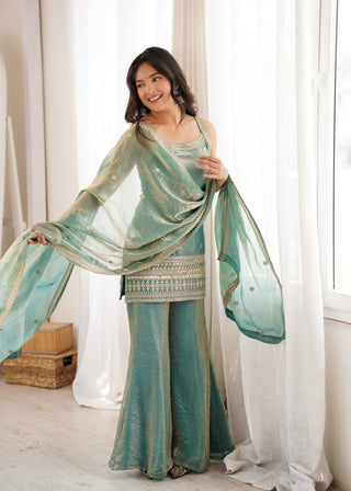Sea Green Silk Kurta Set with Dupatta ClothsVilla