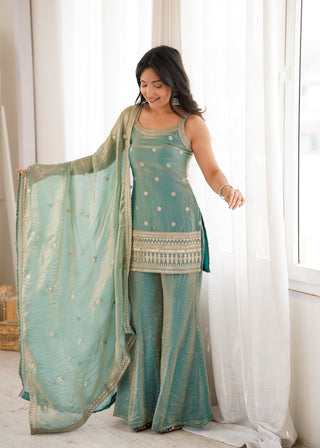 Sea Green Silk Kurta Set with Dupatta ClothsVilla