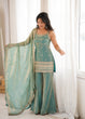Load image into Gallery viewer, Sea Green Silk Kurta Set with Dupatta ClothsVilla