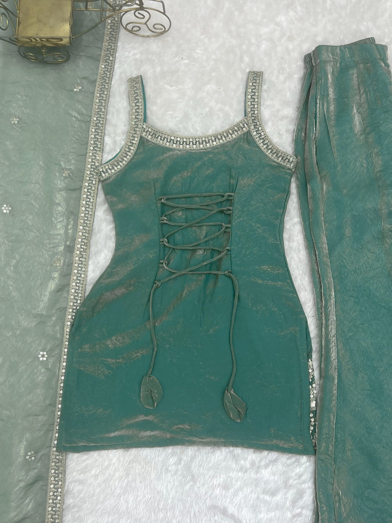 Sea Green Silk Kurta Set with Dupatta ClothsVilla