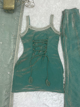 Sea Green Silk Kurta Set with Dupatta ClothsVilla