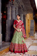 Load image into Gallery viewer, Sea Green Tasar Silk Ikkat Print Lehenga Set with Embroidered Blouse &amp; Dupatta ClothsVilla
