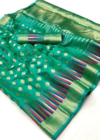 Sea Green Timeless Banarasi Blended Silk Saree with Intricate Design – Perfect for Grand Occasions ClothsVilla