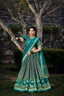 Sea Green Tussar Silk Lehenga Choli with Exquisite Foil Print Florals ClothsVilla