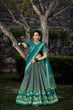 Load image into Gallery viewer, Sea Green Tussar Silk Lehenga Choli with Exquisite Foil Print Florals ClothsVilla