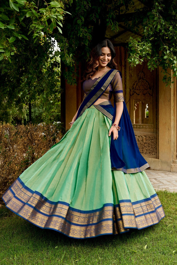 Sea Green Zari Weaving Work Lehenga Choli ClothsVilla