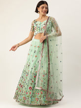 Load image into Gallery viewer, Seagreen - Net Sequin Embroidered Semi-Stitched Lehenga Clothsvilla
