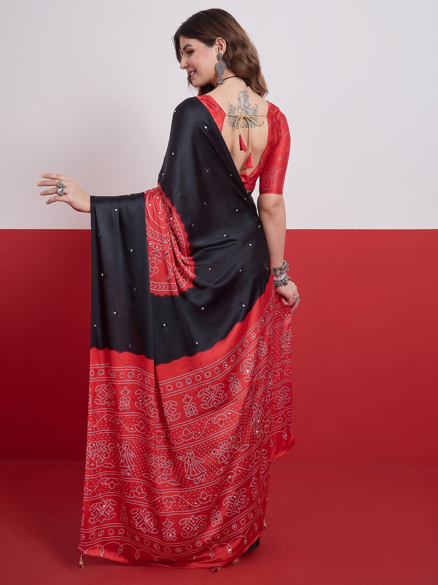 Ruhika Mirror Work Semi Modal Saree for Wedding & Party Wear ClothsVilla