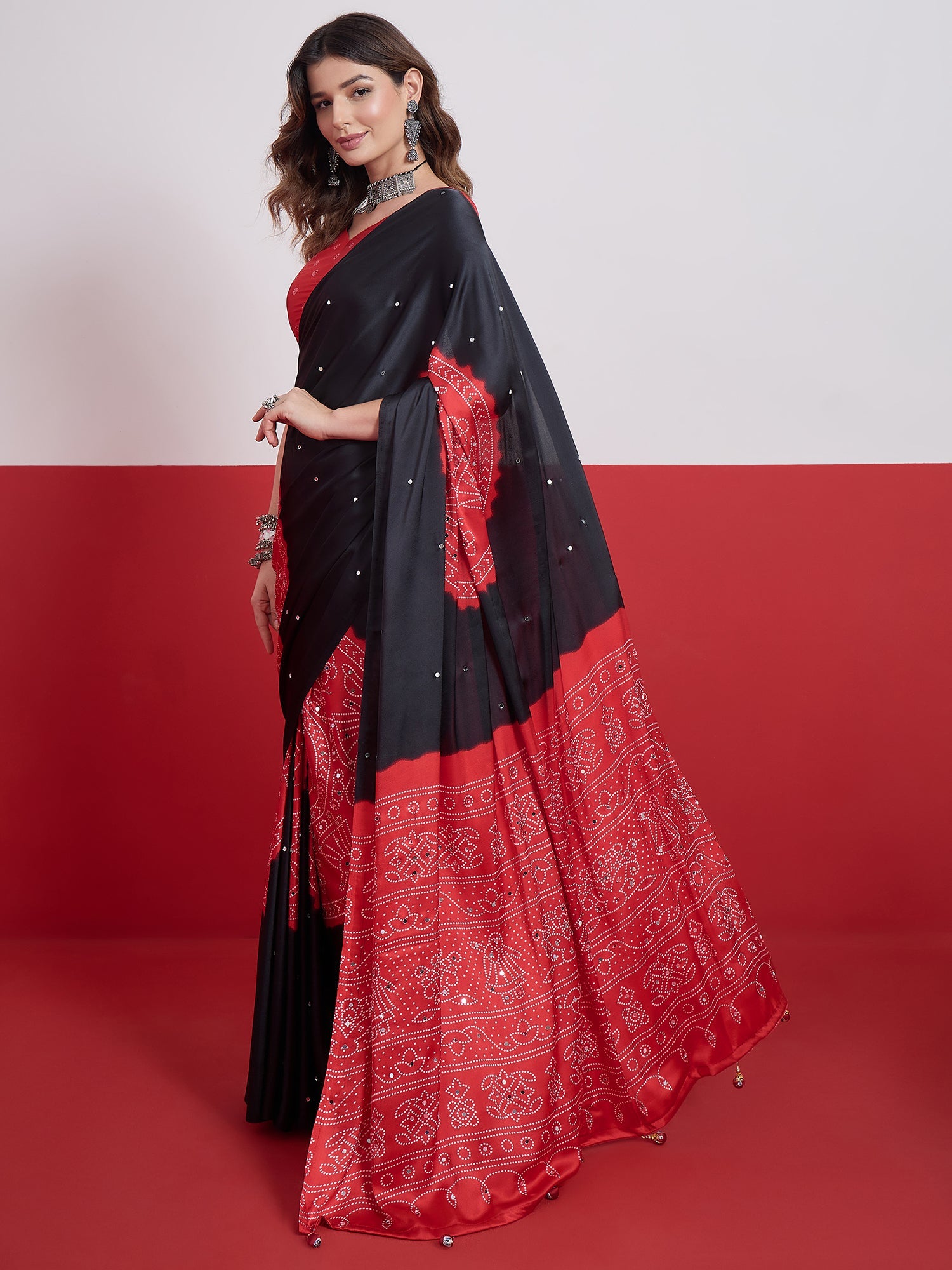 Ruhika Mirror Work Semi Modal Saree for Wedding & Party Wear ClothsVilla