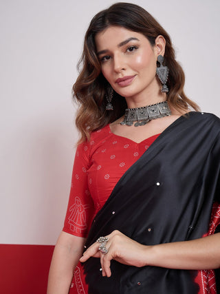 Ruhika Mirror Work Semi Modal Saree for Wedding & Party Wear ClothsVilla