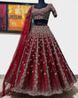 Load image into Gallery viewer, Sequined Embroidered Silk Lehenga Choli Set with Net Dupatta ClothsVilla