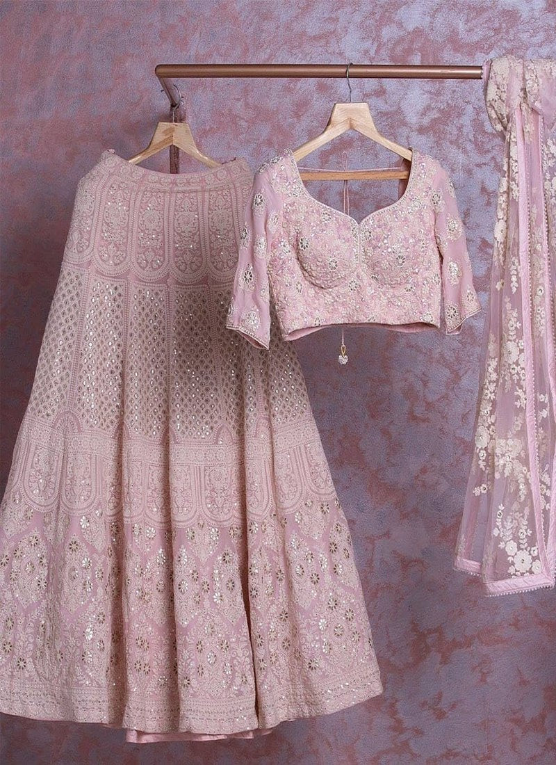 Sequined Faux Georgette Lehenga Set with Net Dupatta ClothsVilla Main image