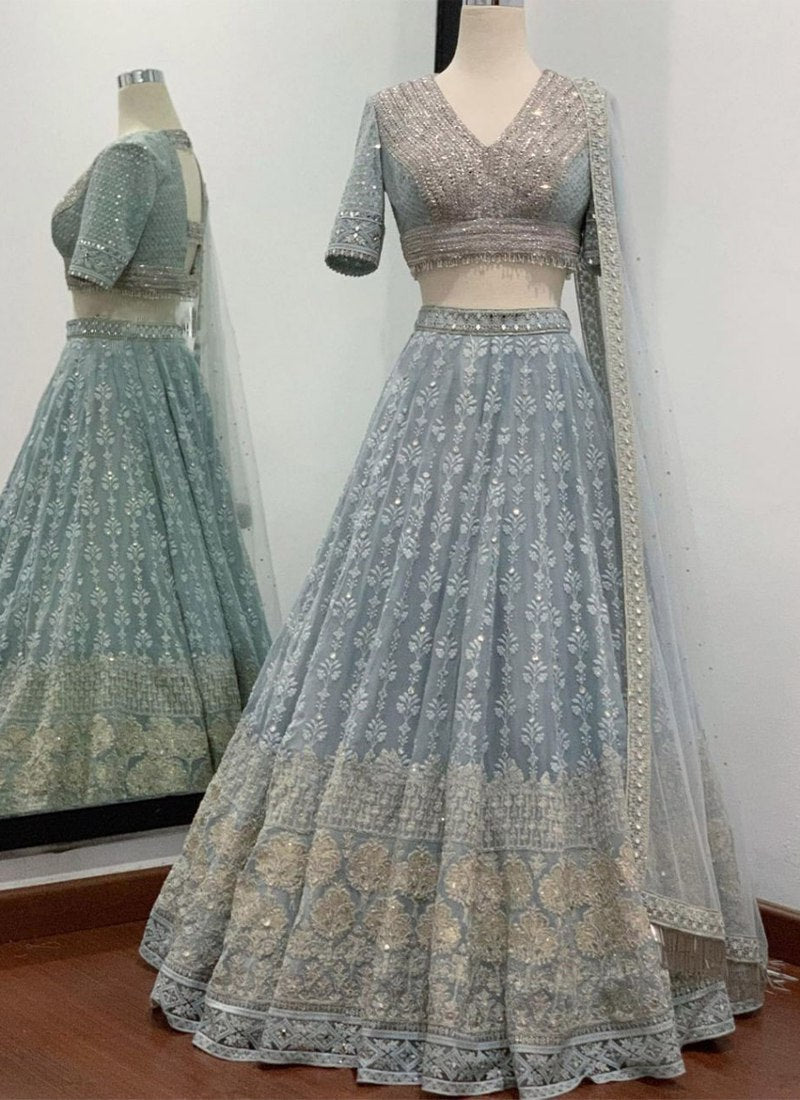 Sequined Faux Georgette Lehenga Set with Net Dupatta ClothsVilla Main image