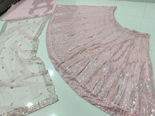 Load image into Gallery viewer, Sequined Georgette Pink Lehenga Set with Net Dupatta ClothsVilla