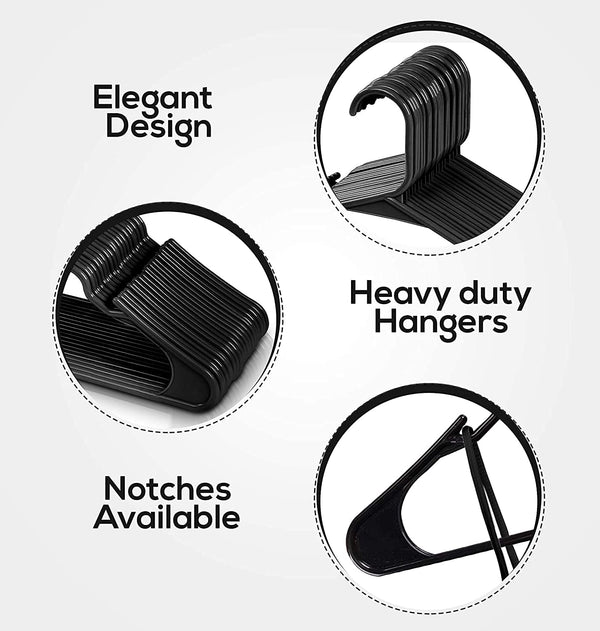 Set of 36 Plastic Clothes Hangers for Wardrobe | Multipurpose Non-Slip Hangers for Saree, Dress, Shirt, Pants, Kids Clothes ClothsVilla