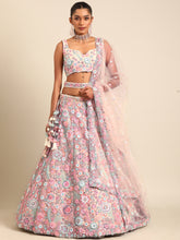 Load image into Gallery viewer, Shimmering Cream Net Lehenga Choli Set with Mirror Work and Sequins ClothsVilla