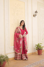 Load image into Gallery viewer, Shimmering Faux Georgette Embroidered Rani Pink Gown with Sequin Accents ClothsVilla