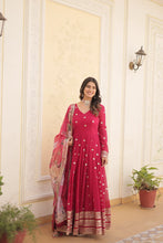 Load image into Gallery viewer, Shimmering Faux Georgette Embroidered Rani Pink Gown with Sequin Accents ClothsVilla