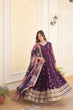 Load image into Gallery viewer, Shimmering Faux Georgette Embroidered Wine Gown with Sequin Accents ClothsVilla