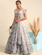 Load image into Gallery viewer, Shimmering Grey Organza Sequin Lehenga Choli Set with Zari Embroidery ClothsVilla