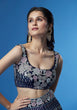 Load image into Gallery viewer, Shimmering Navy Blue Georgette Lehenga with Multi-Sequin Work ClothsVilla
