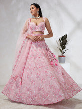Load image into Gallery viewer, Shimmering Pink Georgette Lehenga Choli Set with Sequins &amp; Thread Embroidery ClothsVilla