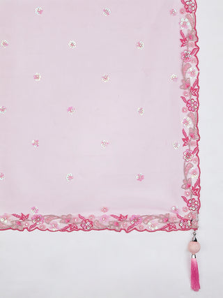 Shimmering Pink Georgette Lehenga Choli Set with Sequins & Thread Embroidery ClothsVilla
