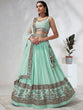 Load image into Gallery viewer, Shimmering Sea Green Lehenga Choli Set: Sequins &amp; Thread Embroidery ClothsVilla