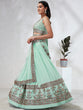 Load image into Gallery viewer, Shimmering Sea Green Lehenga Choli Set: Sequins &amp; Thread Embroidery ClothsVilla
