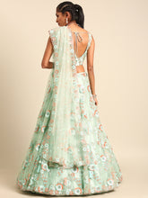 Load image into Gallery viewer, Shimmering Sea Green Lehenga Choli Set - Zari, Sequins &amp; Thread Embroidery ClothsVilla