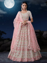 Load image into Gallery viewer, Shimmering White Net Lehenga Set Elegance Embroidered with Sequins ClothsVilla