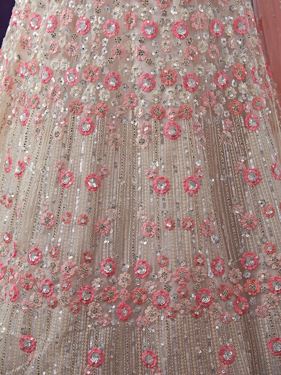 Shimmering White Net Lehenga Set Elegance Embroidered with Sequins ClothsVilla
