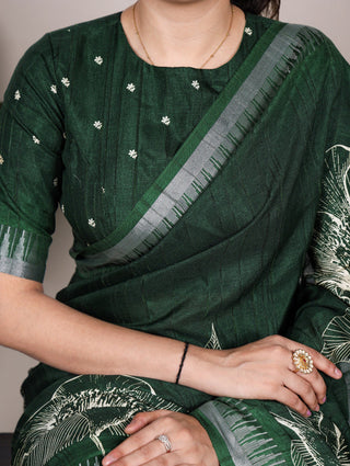 Silk Floral Printed Saree ClothsVilla