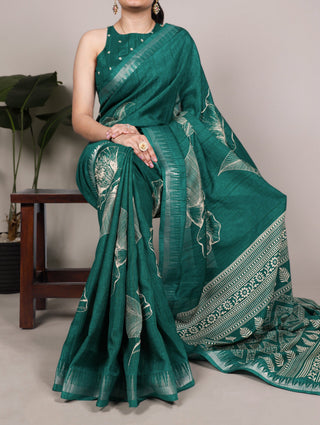 Silk Floral Printed Saree ClothsVilla
