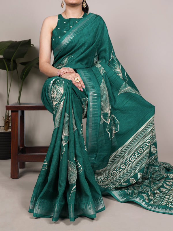 Silk Floral Printed Saree ClothsVilla