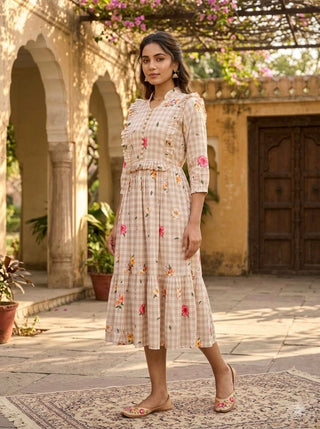 Silk Printed Kurti with Puff Sleeves ClothsVilla
