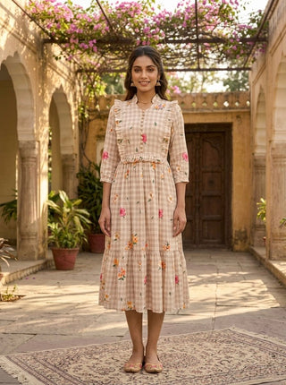 Silk Printed Kurti with Puff Sleeves ClothsVilla