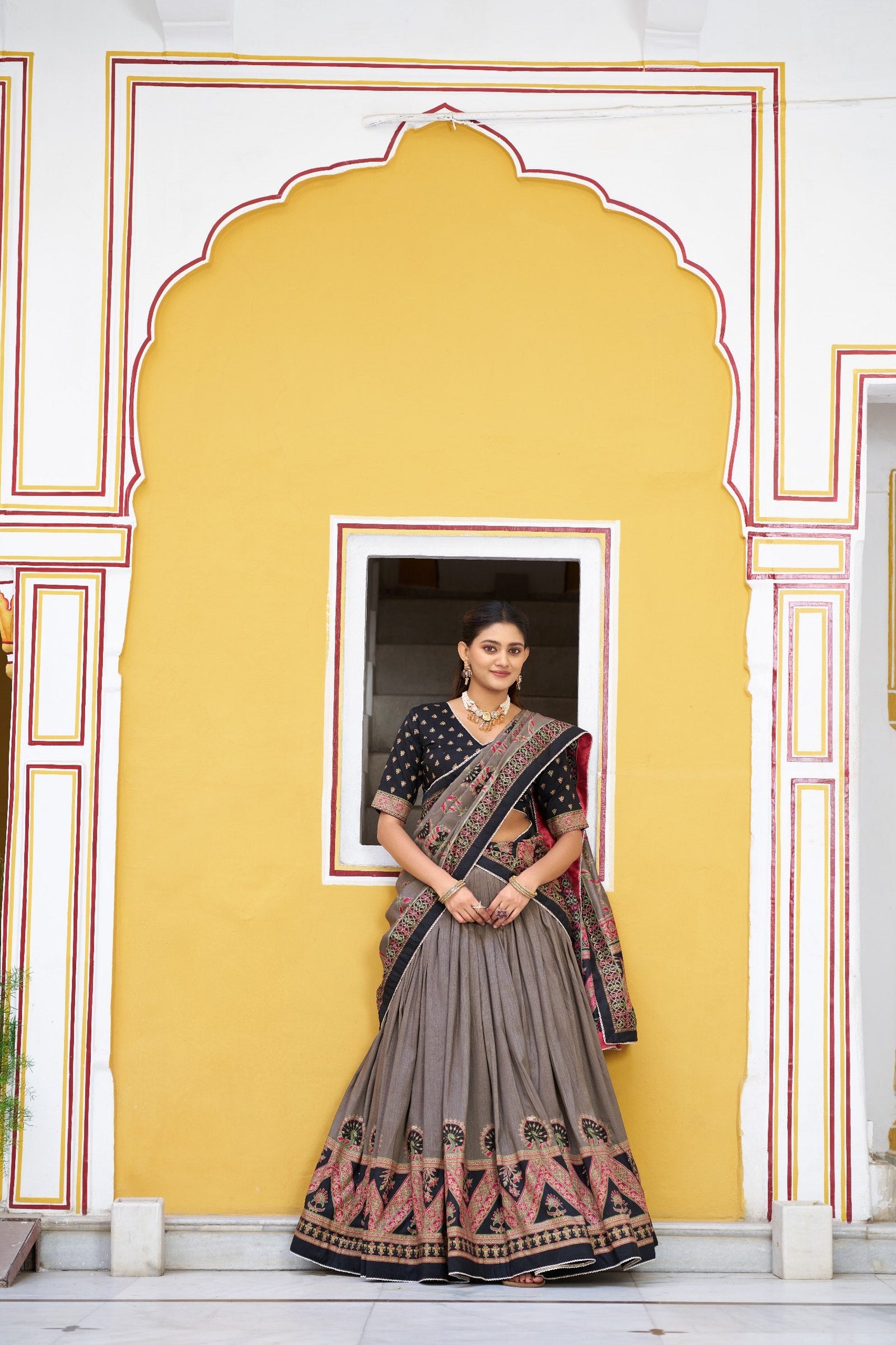 Silk Printed Lehenga with Iconic Sparkle ClothsVilla